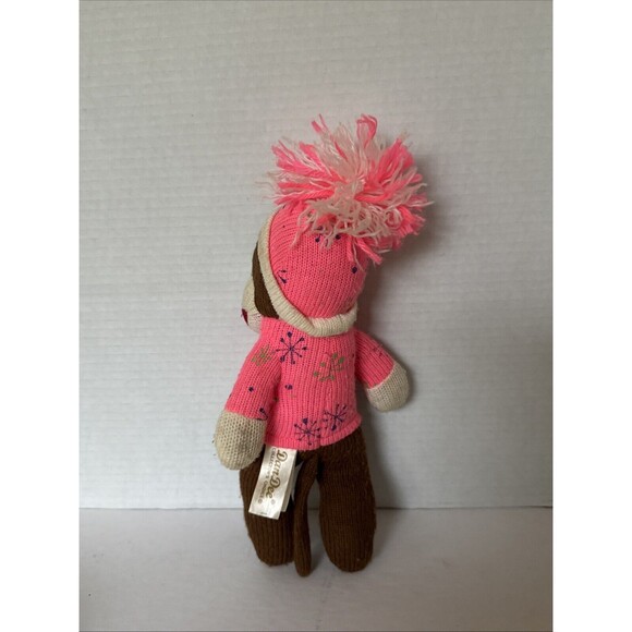 Dan Dee Collectors Choice Holiday Winter Sock Monkey Plush Animal 12" Pink - Picture 3 of 7